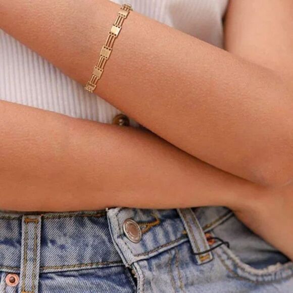 New Gold Bracelet Gold 14k Gold Filled Chain Bangle - Picture 2 of 5